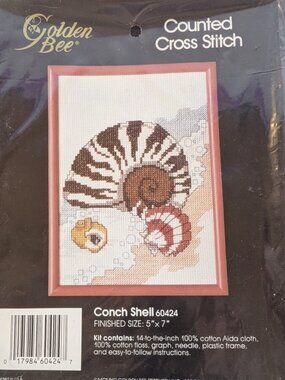 Golden Bee Vintage Conch Shell Counted Cross Stitch Kit 5x7 BNIP - 1074